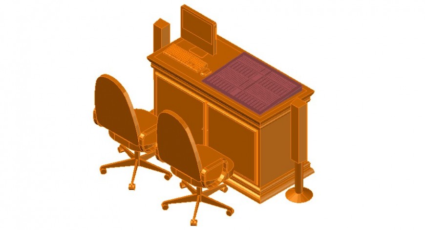 Manager  table detail 3d model in dwg AutoCAD file.